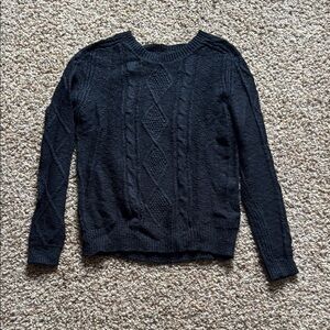 Metaphor Black Crew Neck Cable Knit Sweater